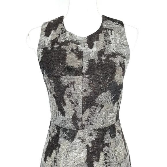 Banana Republic Brown Abstract Marbled Metallic Sheath Dress Size 4 - Picture 4 of 9